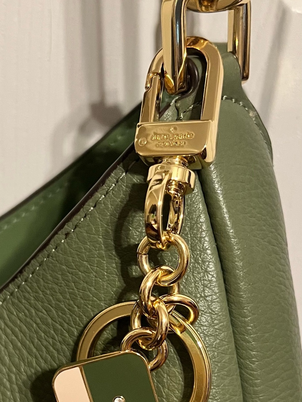 kate spade Olive Green Pebbled Leather Shoulder Bag with Gold Hardware - Picture 3 of 7